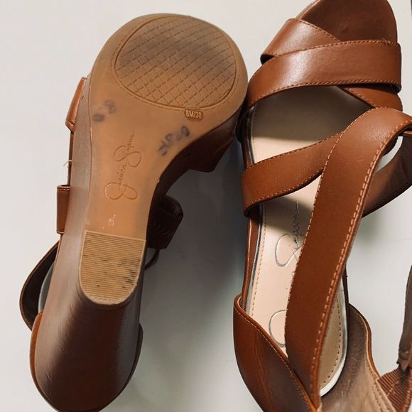 Jessica Simpson Jadyn Camel Leather Wedges - Picture 6 of 6
